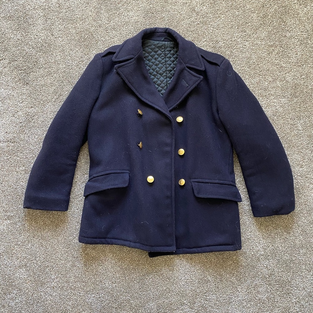 Vintage Boys classic Heavy Wool Navy blue Peacoat